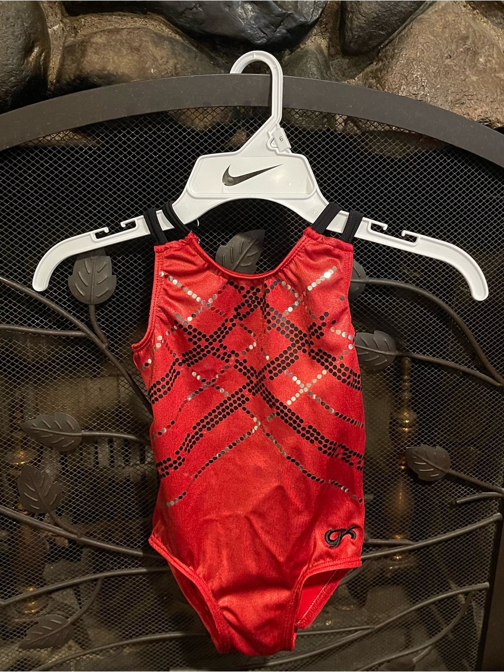 GK Red and Black Striped Leotard - YS